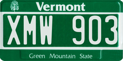 VT license plate XMW903