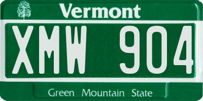 VT license plate XMW904