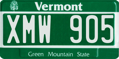 VT license plate XMW905