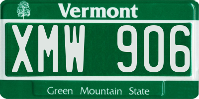 VT license plate XMW906