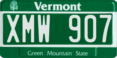 VT license plate XMW907