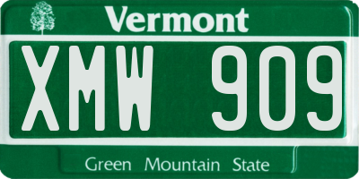 VT license plate XMW909