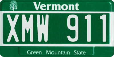 VT license plate XMW911