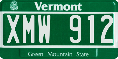 VT license plate XMW912