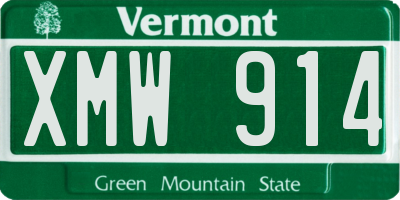 VT license plate XMW914