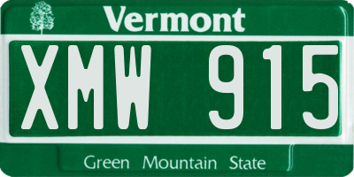 VT license plate XMW915