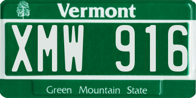 VT license plate XMW916