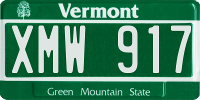 VT license plate XMW917