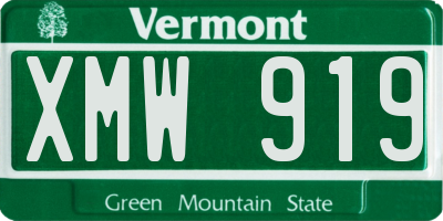 VT license plate XMW919