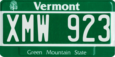 VT license plate XMW923