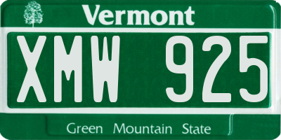 VT license plate XMW925