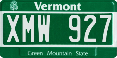 VT license plate XMW927