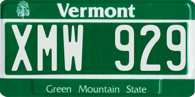 VT license plate XMW929