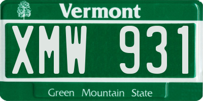 VT license plate XMW931