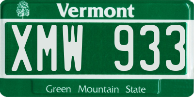 VT license plate XMW933