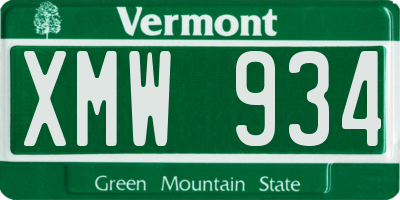 VT license plate XMW934