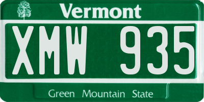 VT license plate XMW935