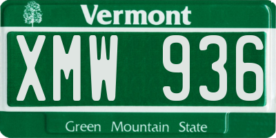 VT license plate XMW936