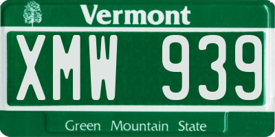 VT license plate XMW939