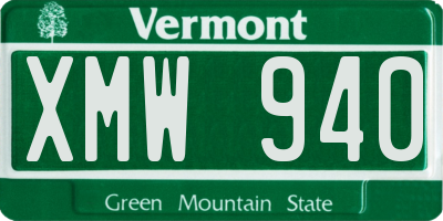 VT license plate XMW940