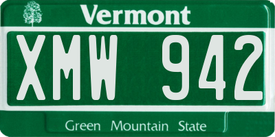 VT license plate XMW942