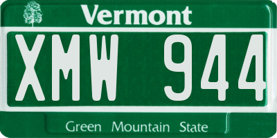 VT license plate XMW944
