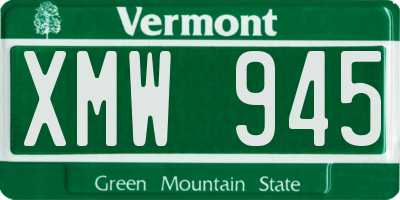 VT license plate XMW945
