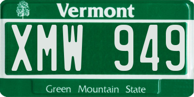VT license plate XMW949