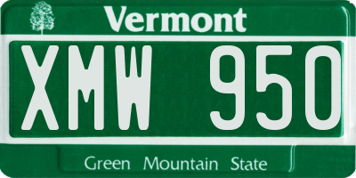 VT license plate XMW950