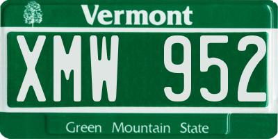 VT license plate XMW952