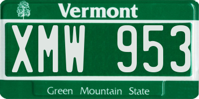 VT license plate XMW953