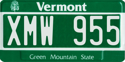 VT license plate XMW955