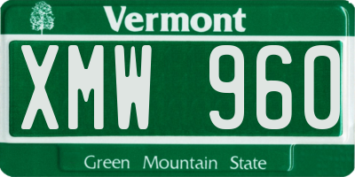 VT license plate XMW960