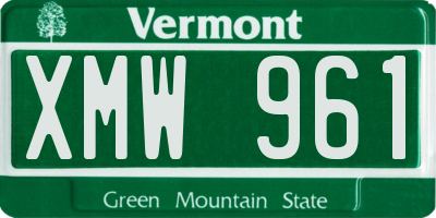VT license plate XMW961