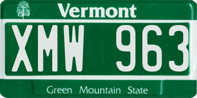 VT license plate XMW963