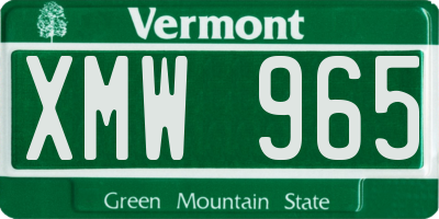 VT license plate XMW965