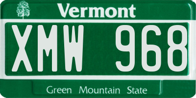 VT license plate XMW968