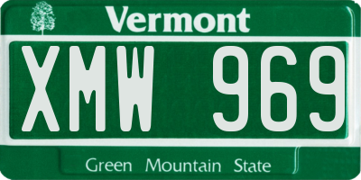 VT license plate XMW969