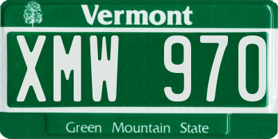VT license plate XMW970