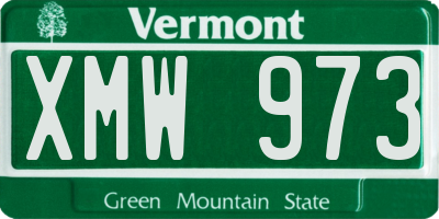 VT license plate XMW973