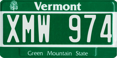 VT license plate XMW974