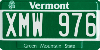 VT license plate XMW976