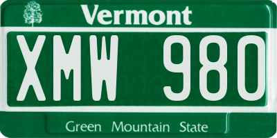 VT license plate XMW980