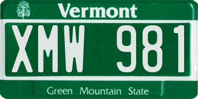 VT license plate XMW981