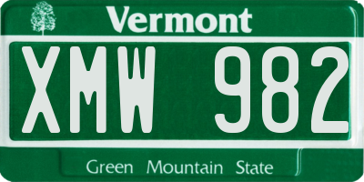 VT license plate XMW982