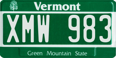 VT license plate XMW983