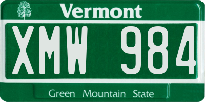 VT license plate XMW984
