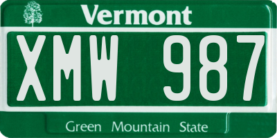 VT license plate XMW987