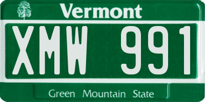 VT license plate XMW991