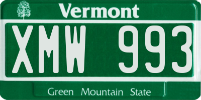 VT license plate XMW993